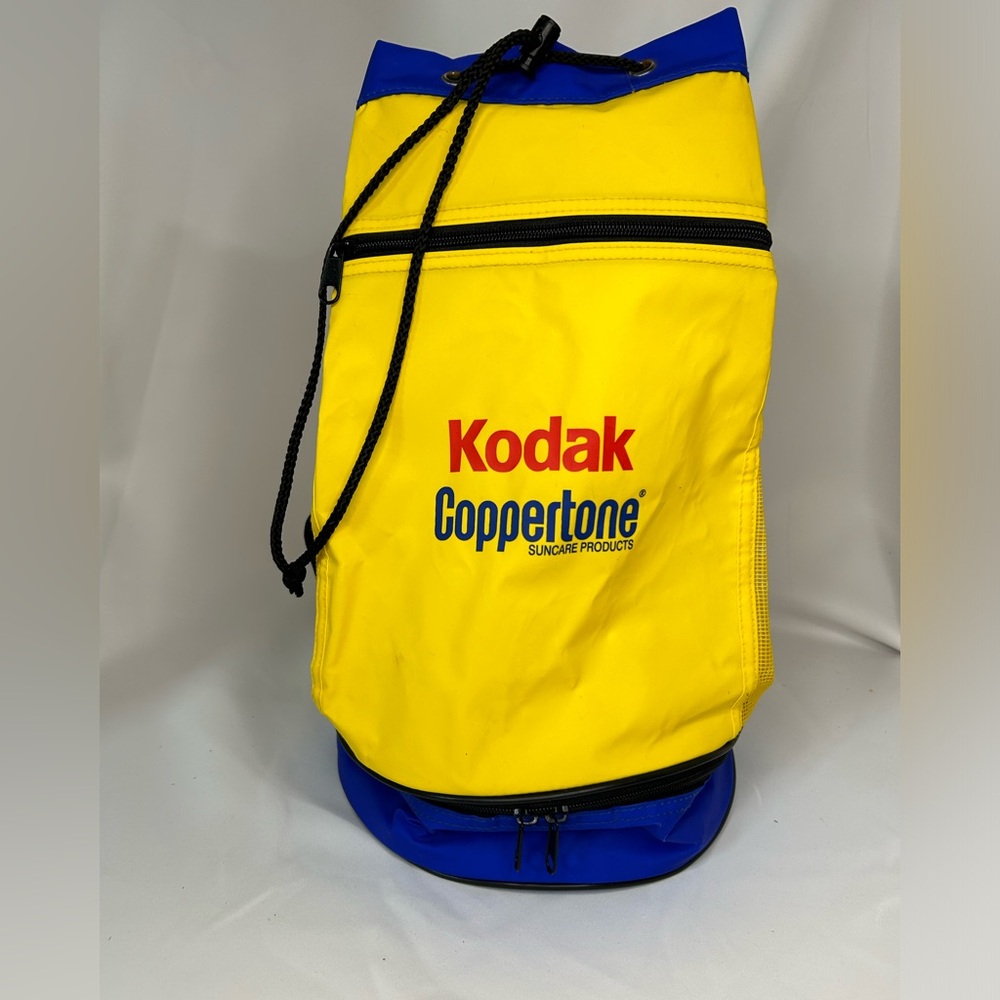Kodak Coppertone Sunscreen 17” Drawstring Mesh Beach Bag With Bottom Cooler